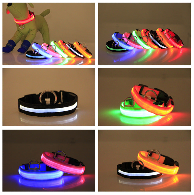 LED Safety Dog Collar – Glow in the Dark, Adjustable & Stylish Night Visibility for Pets