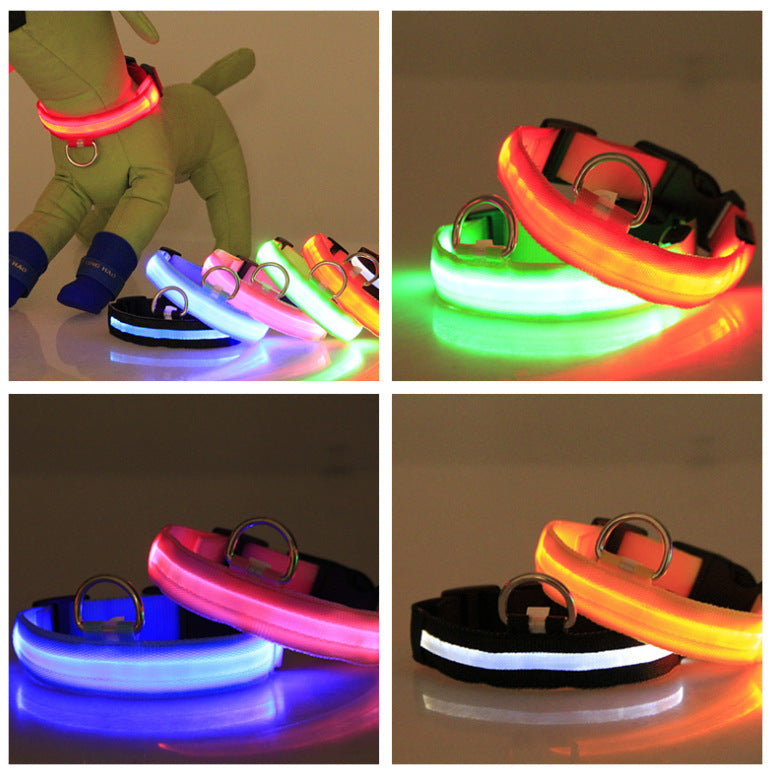 LED Safety Dog Collar – Glow in the Dark, Adjustable & Stylish Night Visibility for Pets