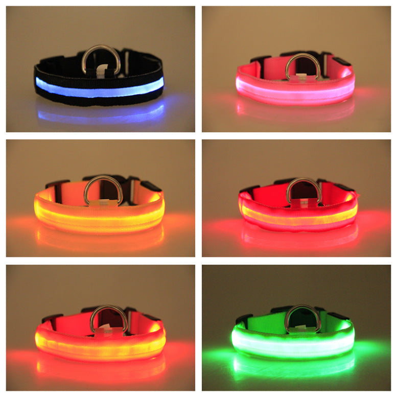 LED Safety Dog Collar – Glow in the Dark, Adjustable & Stylish Night Visibility for Pets