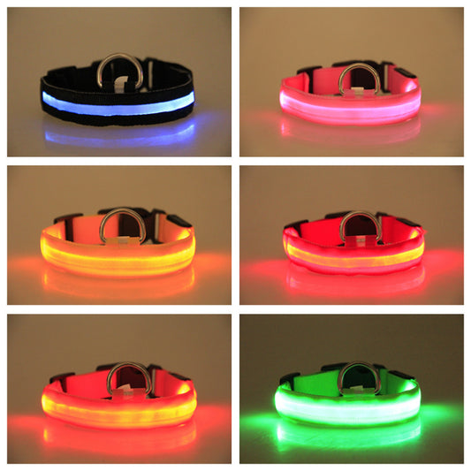 LED Safety Dog Collar – Glow in the Dark, Adjustable & Stylish Night Visibility for Pets